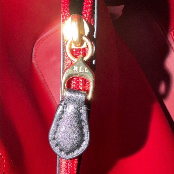 Lauren Ralph Lauren Large Black Bag with Red Interior - Picture 10 of 15